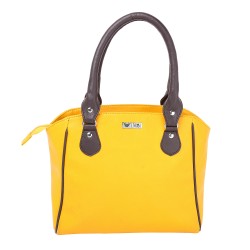 Beau Design Stylish  Yellow Color Imported PU Leather Casual Handbag With Double Handle For Women's/Ladies/Girls